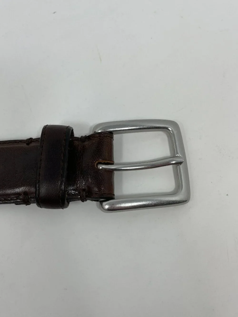 J Crew Men's Brown Belt Italian Leather Silver Buckle Size 30
